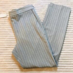 NWT Ann Taylor Gray Pinstripe High Rise Full Length Side Zip Pants Trousers 10